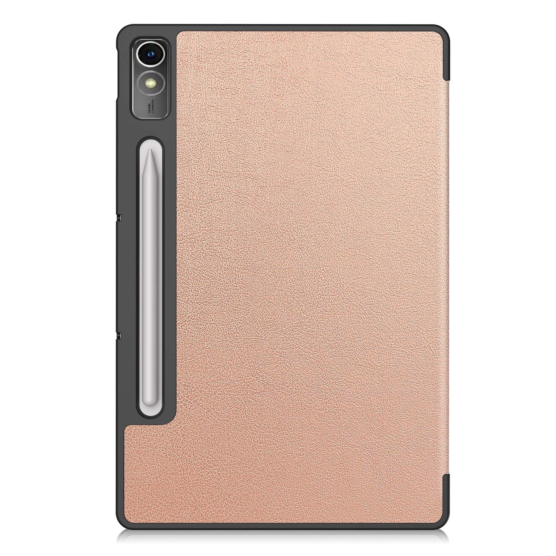 BASEY. Hoesje Geschikt voor Lenovo Tab P12 Hoes Case Tablet Hoesje Tri-fold Met Uitsparing Geschikt voor Lenovo Pen Met Screenprotector - Hoes Geschikt voor Lenovo Tab P12 Hoesje Hard Cover Bookcase Hoes - Rosé goud