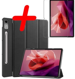 BASEY. BASEY. Lenovo Tab P12 Hoesje Met Uitsparing Lenovo Pen Met Screenprotector - Zwart