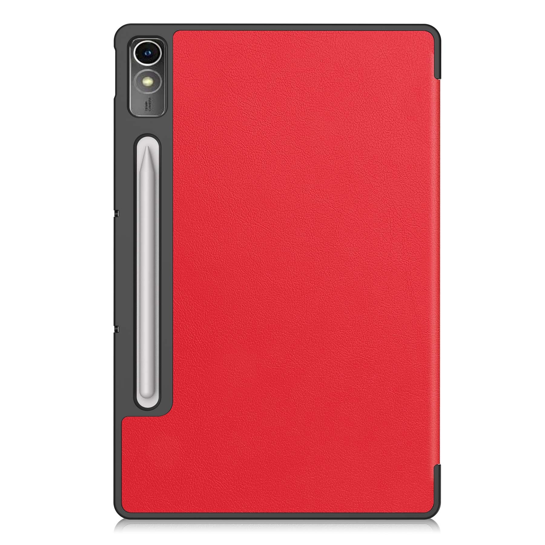 BASEY. Hoesje Geschikt voor Lenovo Tab P12 Hoes Case Tablet Hoesje Tri-fold Met Uitsparing Geschikt voor Lenovo Pen Met Screenprotector - Hoes Geschikt voor Lenovo Tab P12 Hoesje Hard Cover Bookcase Hoes - Rood