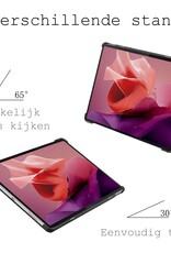 BASEY. Hoesje Geschikt voor Lenovo Tab P12 Hoes Case Tablet Hoesje Tri-fold Met Uitsparing Geschikt voor Lenovo Pen Met Screenprotector - Hoes Geschikt voor Lenovo Tab P12 Hoesje Hard Cover Bookcase Hoes - Zwart