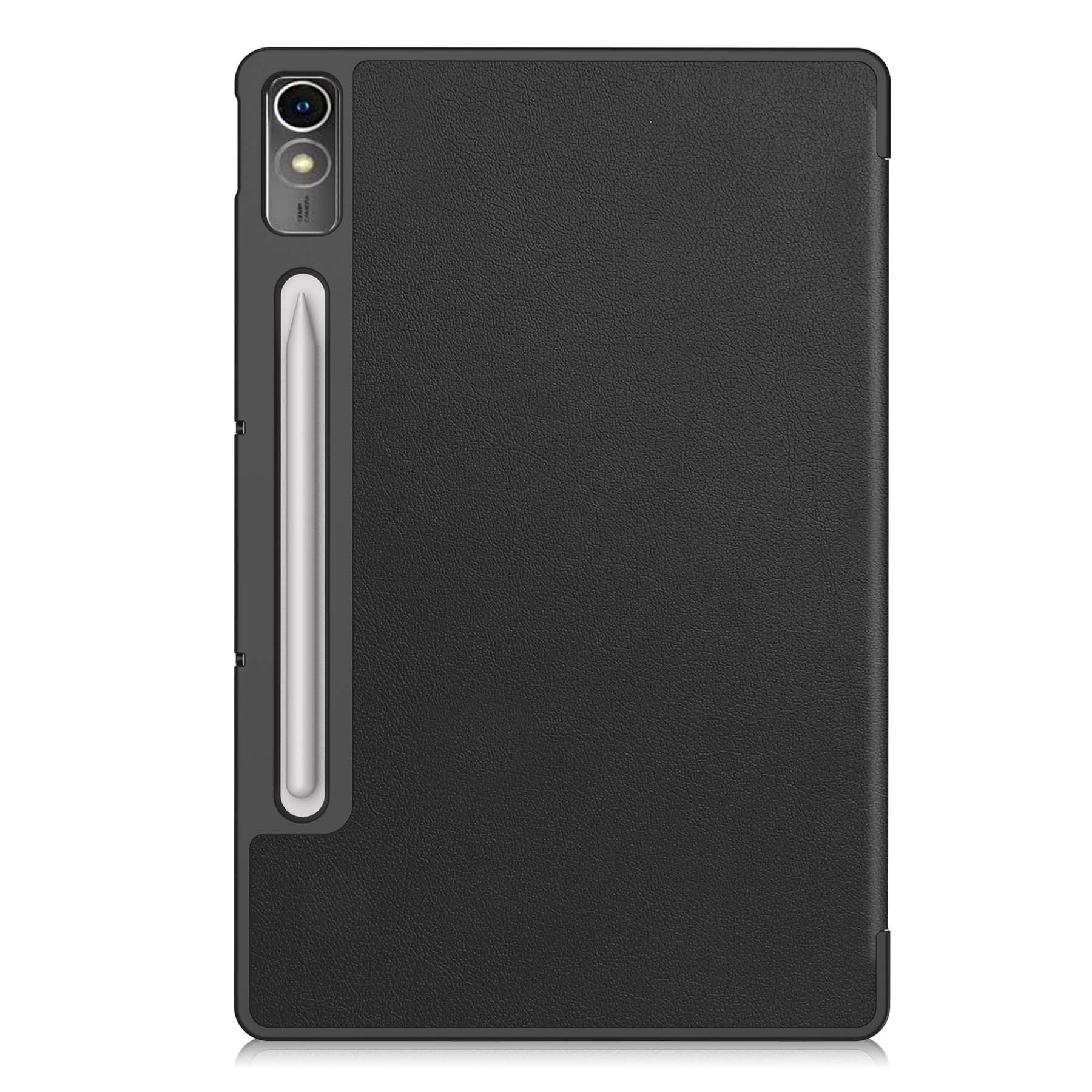 BASEY. Hoesje Geschikt voor Lenovo Tab P12 Hoes Case Tablet Hoesje Tri-fold Met Uitsparing Geschikt voor Lenovo Pen Met Screenprotector - Hoes Geschikt voor Lenovo Tab P12 Hoesje Hard Cover Bookcase Hoes - Zwart