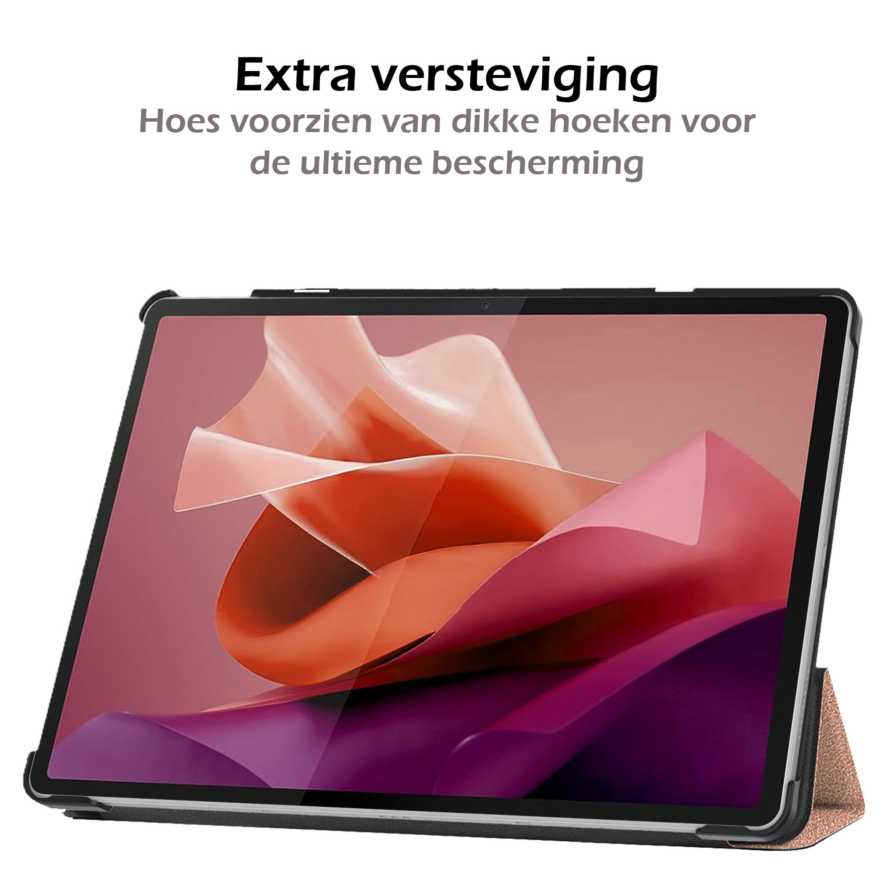 Nomfy Hoes Geschikt voor Lenovo Tab P12 Hoes Tri-fold Tablet Hoesje Case Met Uitsparing Geschikt voor Lenovo Pen - Hoesje Geschikt voor Lenovo Tab P12 Hoesje Hardcover Bookcase - Rosé goud