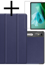 NoXx Hoesje Geschikt voor Lenovo Tab P12 Hoesje Case Hard Cover Hoes Book Case Met Uitsparing Geschikt voor Lenovo Pen Met Screenprotector - Donkerblauw