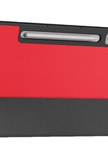 Nomfy Hoes Geschikt voor Lenovo Tab P12 Hoes Tri-fold Tablet Hoesje Case Met Uitsparing Geschikt voor Lenovo Pen - Hoesje Geschikt voor Lenovo Tab P12 Hoesje Hardcover Bookcase - Rood