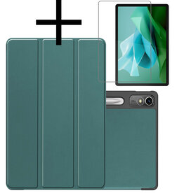 NoXx NoXx Lenovo Tab P12 Hoesje Met Uitsparing Lenovo Pen Met Screenprotector - Donkergroen
