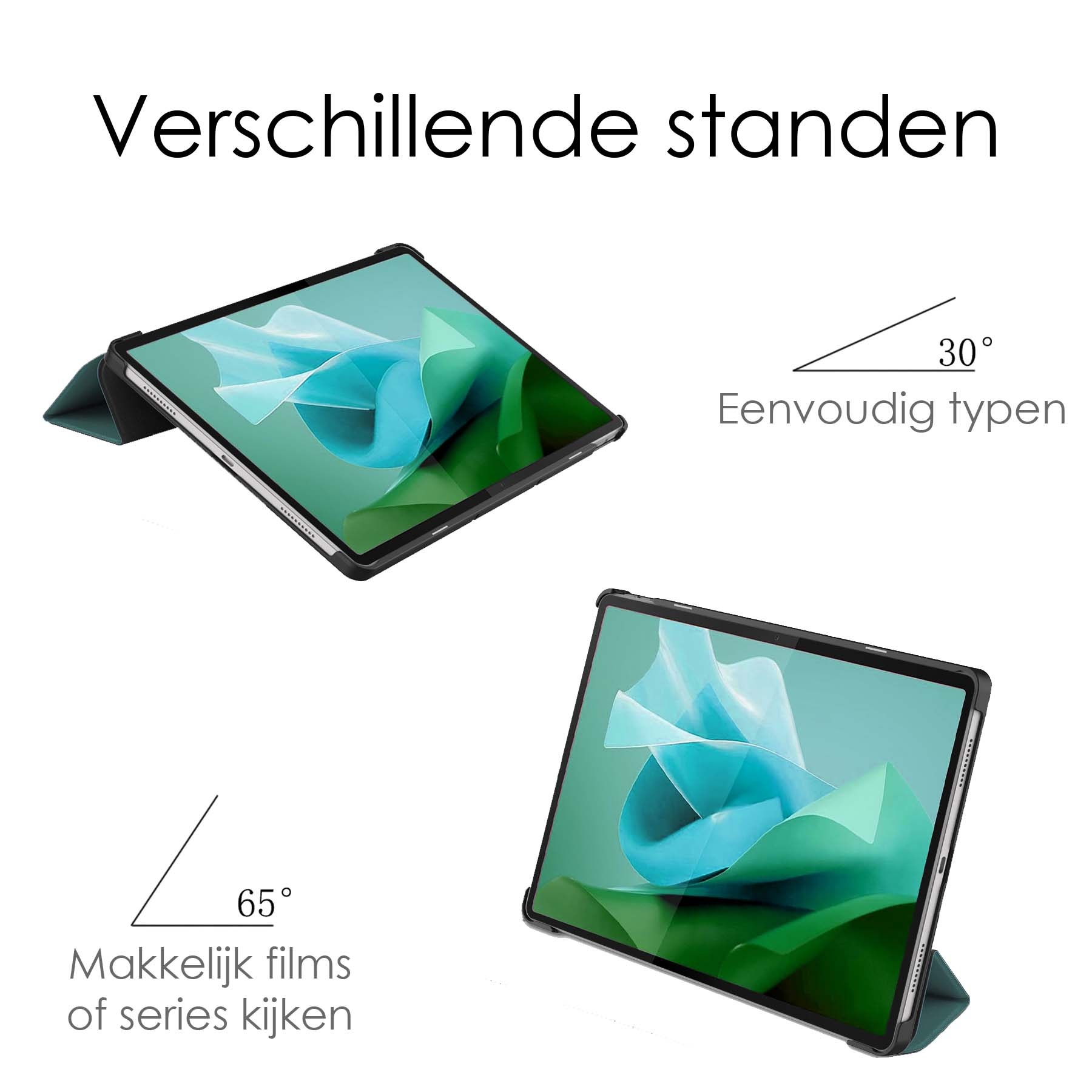 NoXx Hoesje Geschikt voor Lenovo Tab P12 Hoesje Case Hard Cover Hoes Book Case Met Uitsparing Geschikt voor Lenovo Pen Met Screenprotector - Donkergroen