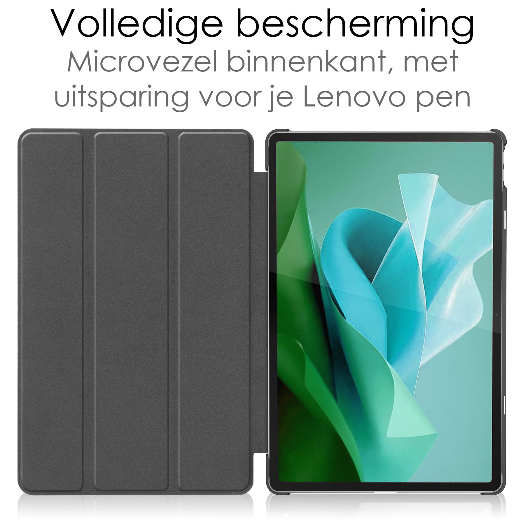 NoXx Hoesje Geschikt voor Lenovo Tab P12 Hoesje Case Hard Cover Hoes Book Case Met Uitsparing Geschikt voor Lenovo Pen Met Screenprotector - Donkergroen
