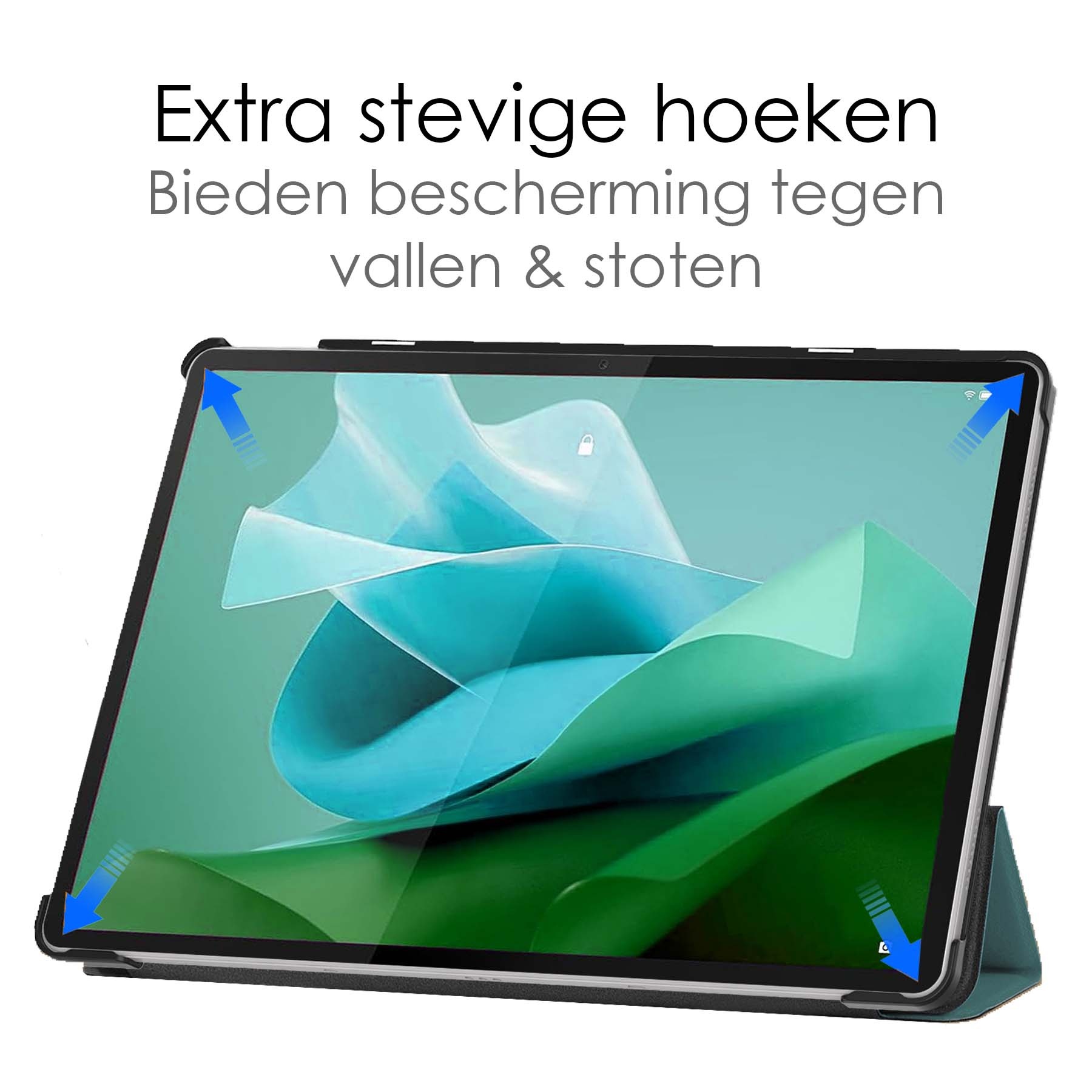 NoXx Hoesje Geschikt voor Lenovo Tab P12 Hoesje Case Hard Cover Hoes Book Case Met Uitsparing Geschikt voor Lenovo Pen Met Screenprotector - Donkergroen