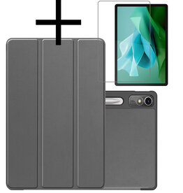 NoXx NoXx Lenovo Tab P12 Hoesje Met Uitsparing Lenovo Pen Met Screenprotector - Grijs
