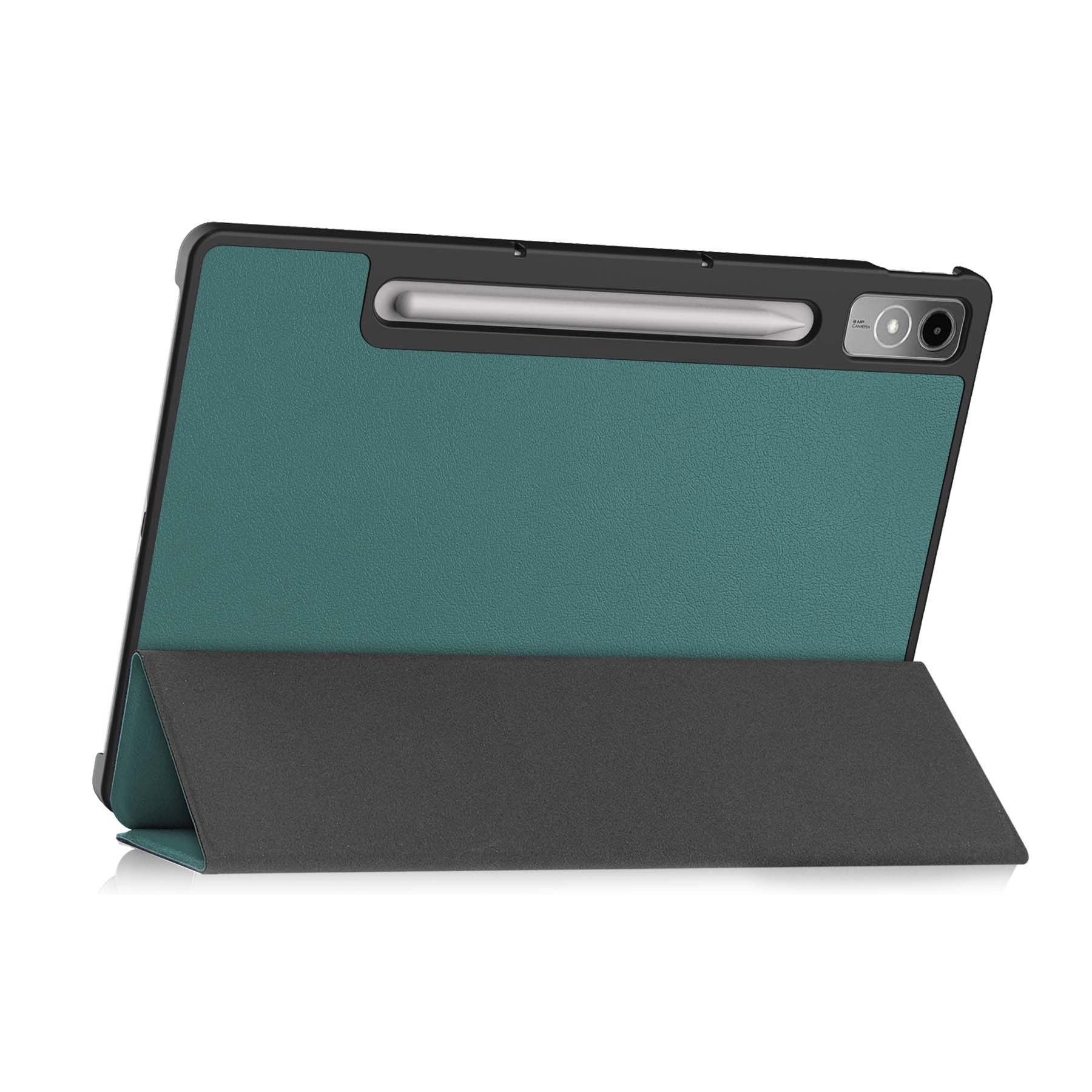 NoXx Hoesje Geschikt voor Lenovo Tab P12 Hoesje Case Hard Cover Hoes Book Case Met Uitsparing Geschikt voor Lenovo Pen Met Screenprotector - Donkergroen