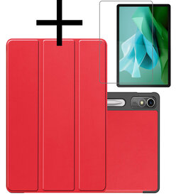 NoXx NoXx Lenovo Tab P12 Hoesje Met Uitsparing Lenovo Pen Met Screenprotector - Rood
