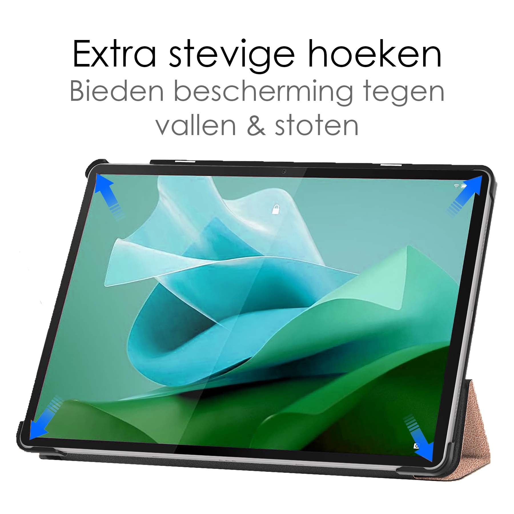 NoXx Hoesje Geschikt voor Lenovo Tab P12 Hoesje Case Hard Cover Hoes Book Case Met Uitsparing Geschikt voor Lenovo Pen Met Screenprotector - Rosé goud