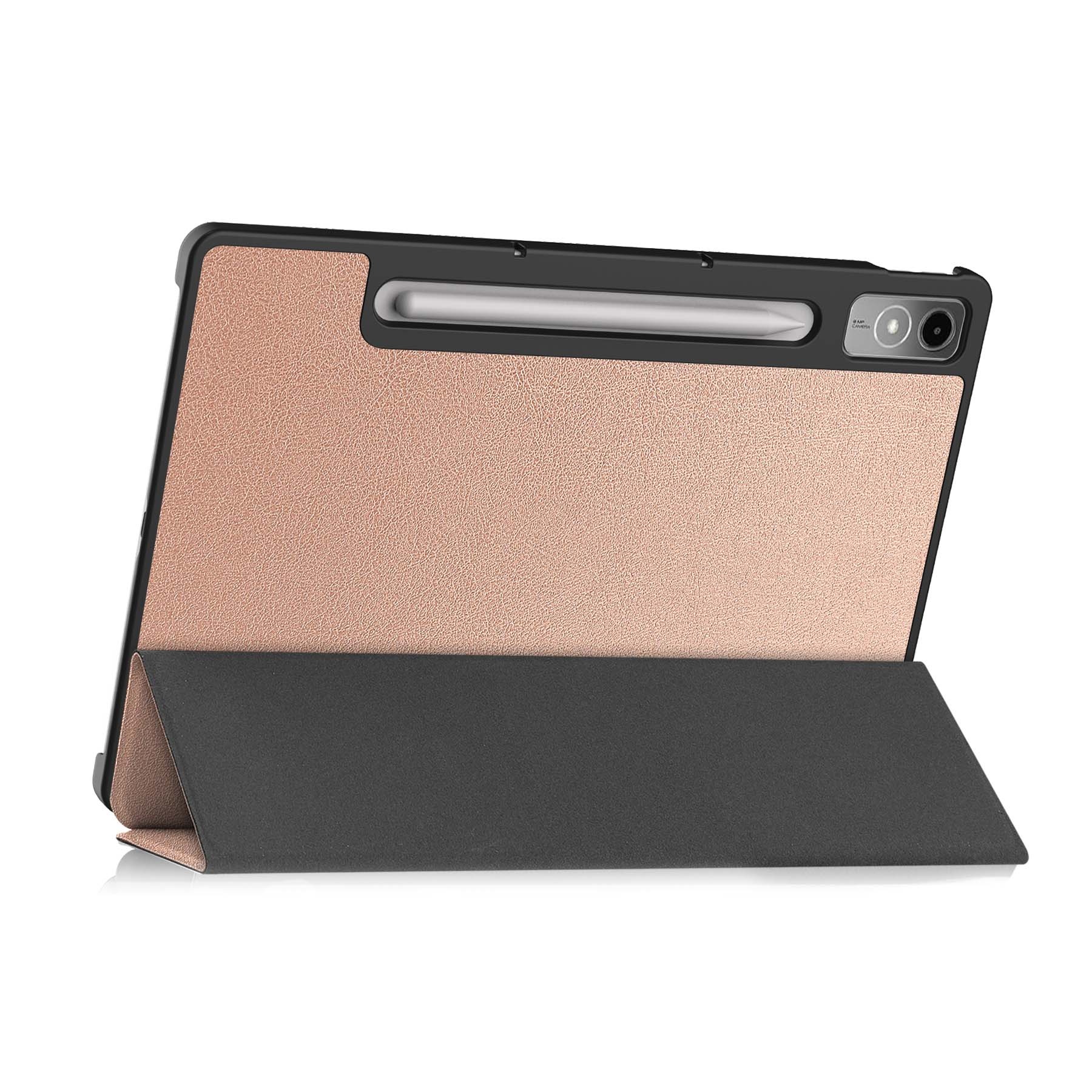 NoXx Hoesje Geschikt voor Lenovo Tab P12 Hoesje Case Hard Cover Hoes Book Case Met Uitsparing Geschikt voor Lenovo Pen Met Screenprotector - Rosé goud