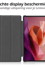 Nomfy Hoes Geschikt voor Lenovo Tab P12 Hoes Tri-fold Tablet Hoesje Case Met Uitsparing Geschikt voor Lenovo Pen - Hoesje Geschikt voor Lenovo Tab P12 Hoesje Hardcover Bookcase - Zwart