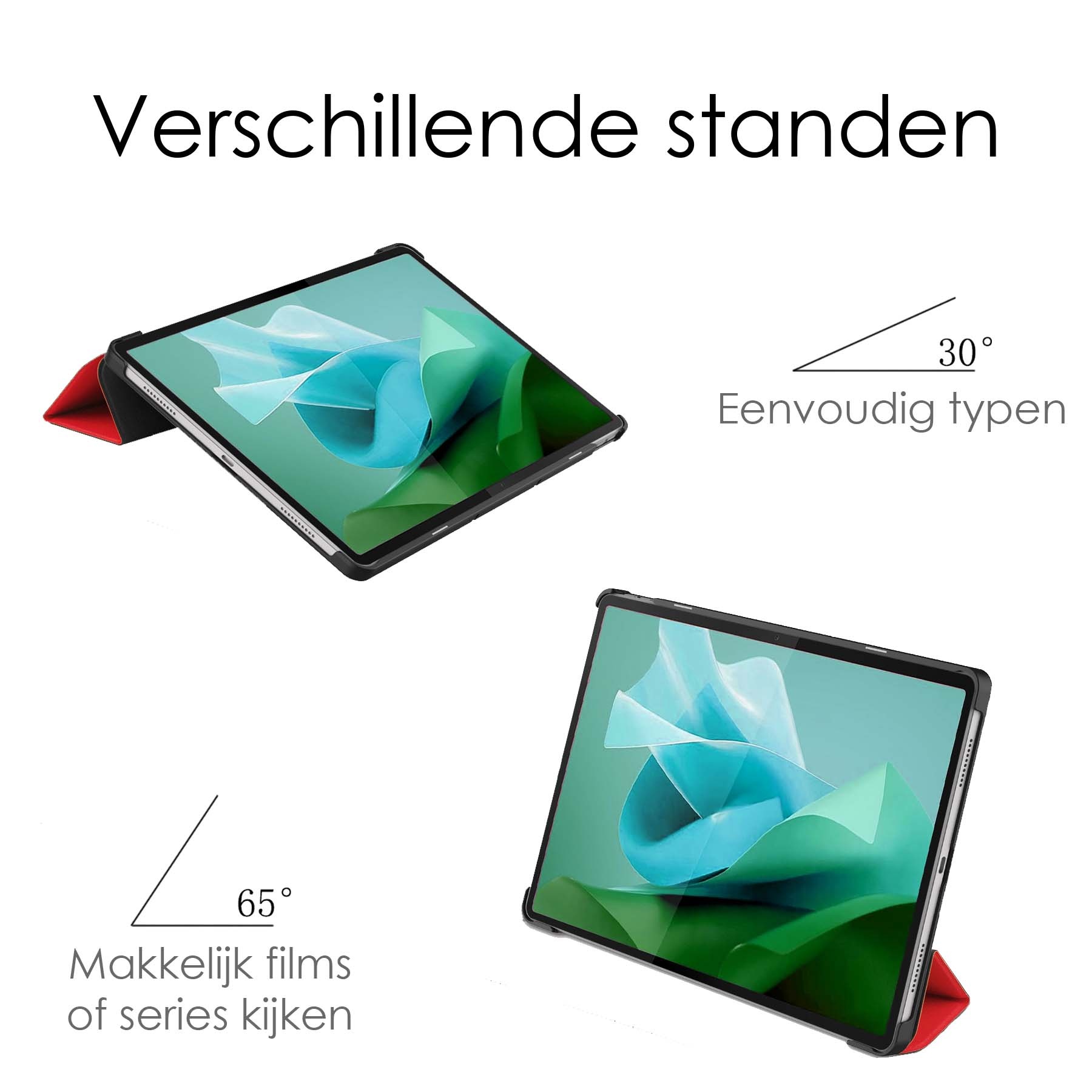 NoXx Hoesje Geschikt voor Lenovo Tab P12 Hoesje Case Hard Cover Hoes Book Case Met Uitsparing Geschikt voor Lenovo Pen Met Screenprotector - Rood