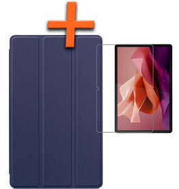 Nomfy Nomfy Lenovo Tab P12 Hoesje Met Uitsparing Lenovo Pen Met Screenprotector - Donkerblauw