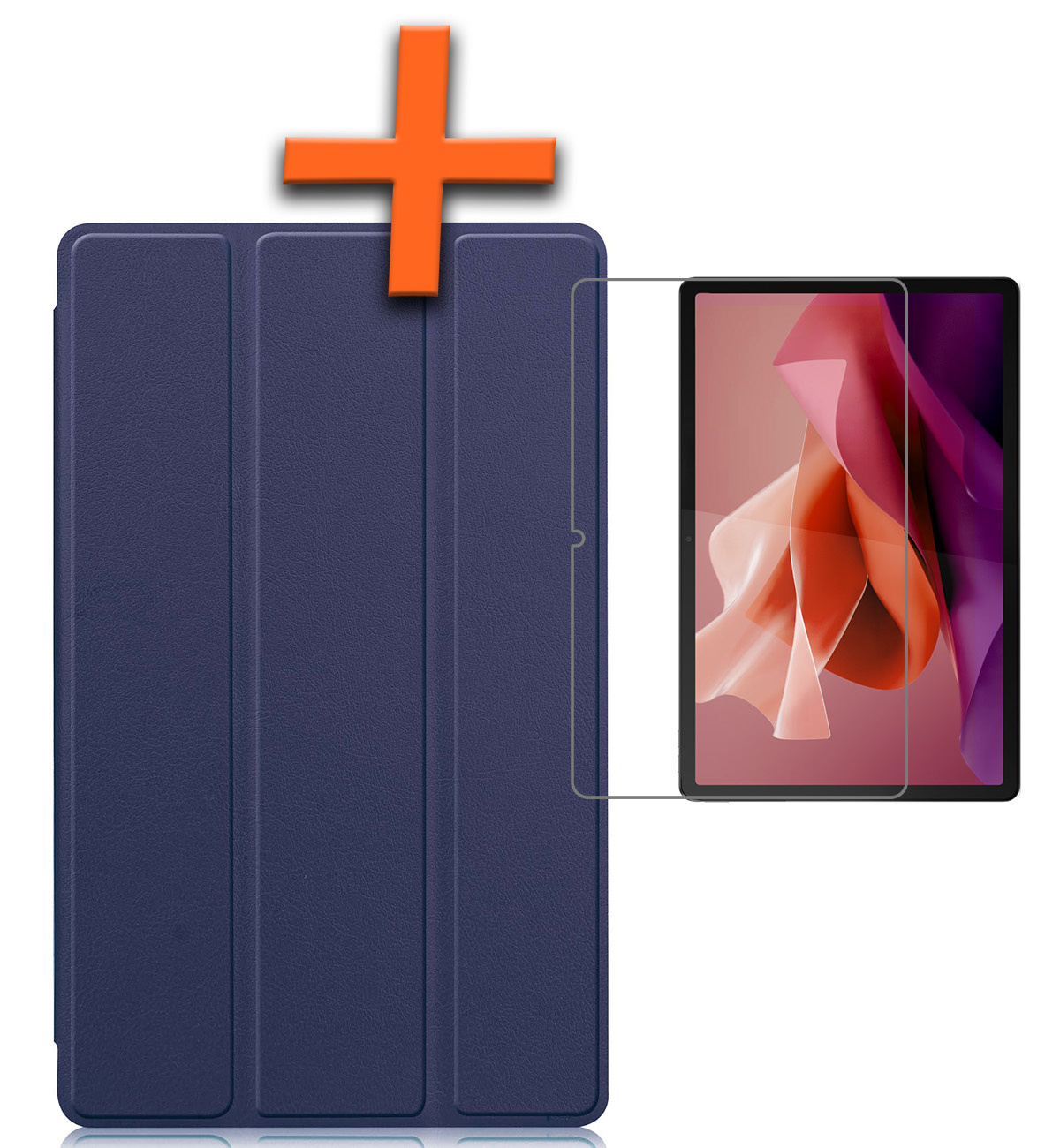 Nomfy Hoes Geschikt voor Lenovo Tab P12 Hoes Tri-fold Tablet Hoesje Case Met Uitsparing Geschikt voor Lenovo Pen Met Screenprotector - Hoesje Geschikt voor Lenovo Tab P12 Hoesje Hardcover Bookcase - Donkerblauw