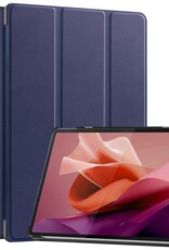 Nomfy Hoes Geschikt voor Lenovo Tab P12 Hoes Tri-fold Tablet Hoesje Case Met Uitsparing Geschikt voor Lenovo Pen Met Screenprotector - Hoesje Geschikt voor Lenovo Tab P12 Hoesje Hardcover Bookcase - Donkerblauw
