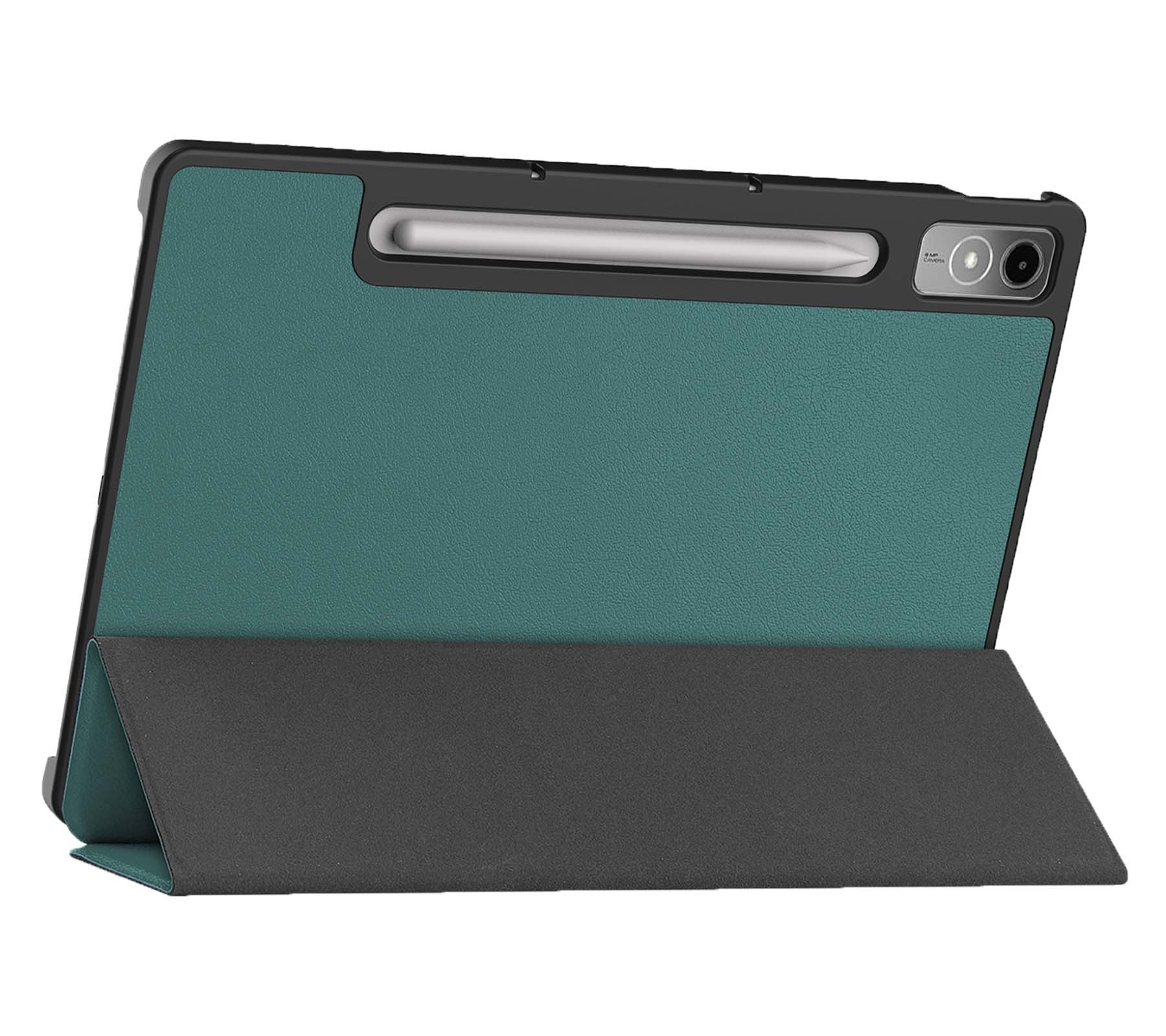 Nomfy Hoes Geschikt voor Lenovo Tab P12 Hoes Tri-fold Tablet Hoesje Case Met Uitsparing Geschikt voor Lenovo Pen Met Screenprotector - Hoesje Geschikt voor Lenovo Tab P12 Hoesje Hardcover Bookcase - Donkergroen