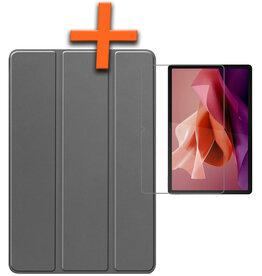 Nomfy Nomfy Lenovo Tab P12 Hoesje Met Uitsparing Lenovo Pen Met Screenprotector - Grijs