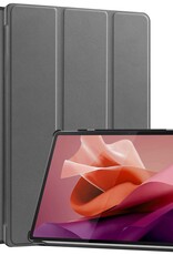 Nomfy Hoes Geschikt voor Lenovo Tab P12 Hoes Tri-fold Tablet Hoesje Case Met Uitsparing Geschikt voor Lenovo Pen Met Screenprotector - Hoesje Geschikt voor Lenovo Tab P12 Hoesje Hardcover Bookcase - Grijs