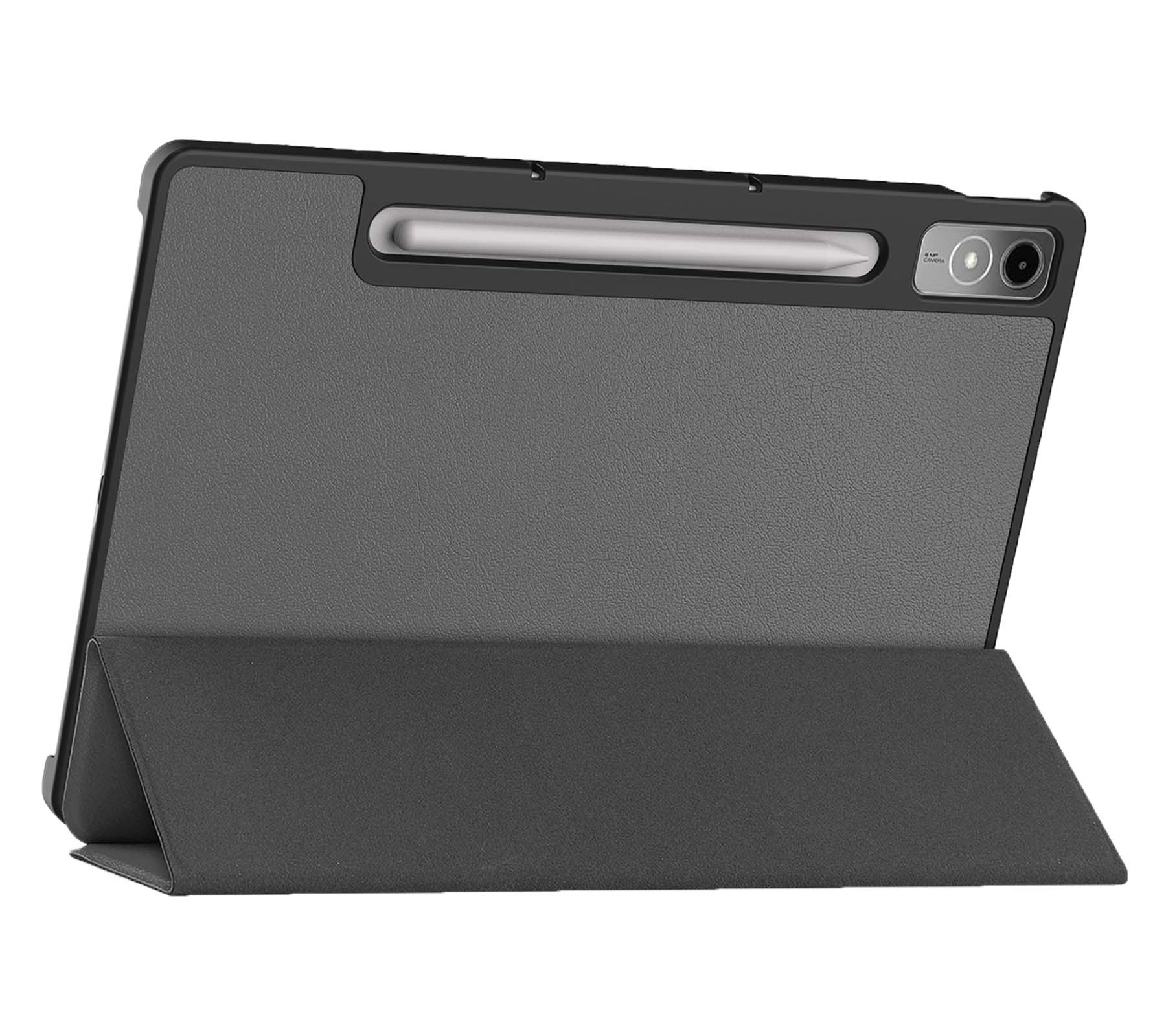 Nomfy Hoes Geschikt voor Lenovo Tab P12 Hoes Tri-fold Tablet Hoesje Case Met Uitsparing Geschikt voor Lenovo Pen Met Screenprotector - Hoesje Geschikt voor Lenovo Tab P12 Hoesje Hardcover Bookcase - Grijs