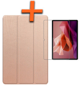 Nomfy Nomfy Lenovo Tab P12 Hoesje Met Uitsparing Lenovo Pen Met Screenprotector - Rose Goud