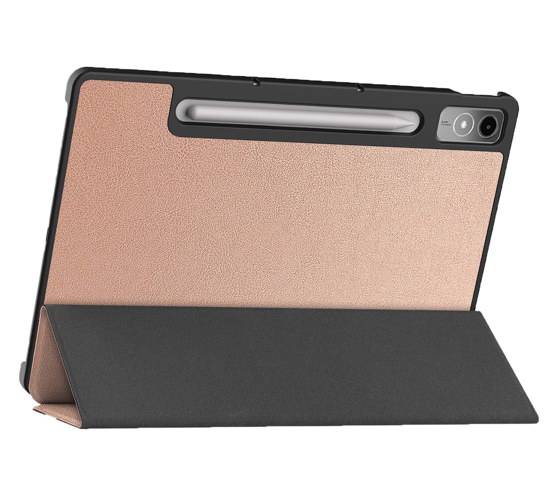 Nomfy Hoes Geschikt voor Lenovo Tab P12 Hoes Tri-fold Tablet Hoesje Case Met Uitsparing Geschikt voor Lenovo Pen Met Screenprotector - Hoesje Geschikt voor Lenovo Tab P12 Hoesje Hardcover Bookcase - Rosé goud