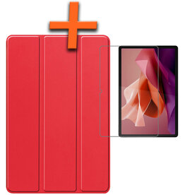 Nomfy Nomfy Lenovo Tab P12 Hoesje Met Uitsparing Lenovo Pen Met Screenprotector - Rood