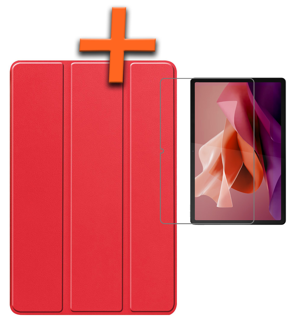 Nomfy Hoes Geschikt voor Lenovo Tab P12 Hoes Tri-fold Tablet Hoesje Case Met Uitsparing Geschikt voor Lenovo Pen Met Screenprotector - Hoesje Geschikt voor Lenovo Tab P12 Hoesje Hardcover Bookcase - Rood