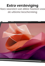 Nomfy Hoes Geschikt voor Lenovo Tab P12 Hoes Tri-fold Tablet Hoesje Case Met Uitsparing Geschikt voor Lenovo Pen Met Screenprotector - Hoesje Geschikt voor Lenovo Tab P12 Hoesje Hardcover Bookcase - Rood