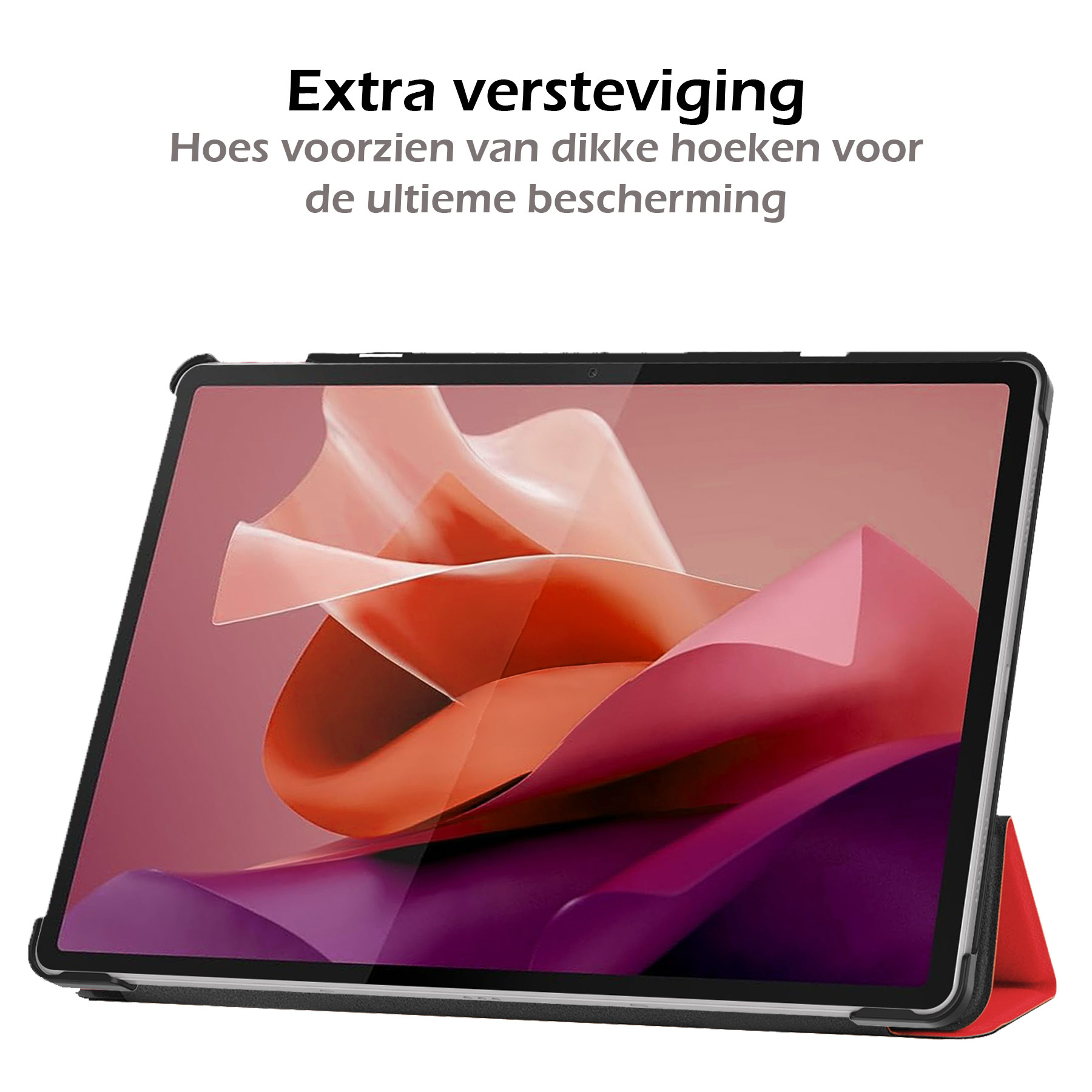 Nomfy Hoes Geschikt voor Lenovo Tab P12 Hoes Tri-fold Tablet Hoesje Case Met Uitsparing Geschikt voor Lenovo Pen Met Screenprotector - Hoesje Geschikt voor Lenovo Tab P12 Hoesje Hardcover Bookcase - Rood