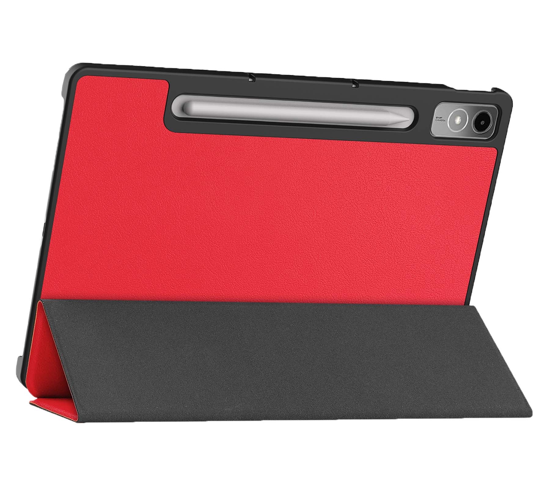 Nomfy Hoes Geschikt voor Lenovo Tab P12 Hoes Tri-fold Tablet Hoesje Case Met Uitsparing Geschikt voor Lenovo Pen Met Screenprotector - Hoesje Geschikt voor Lenovo Tab P12 Hoesje Hardcover Bookcase - Rood