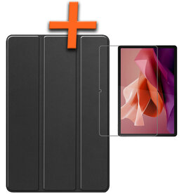 Nomfy Nomfy Lenovo Tab P12 Hoesje Met Uitsparing Lenovo Pen Met Screenprotector - Zwart
