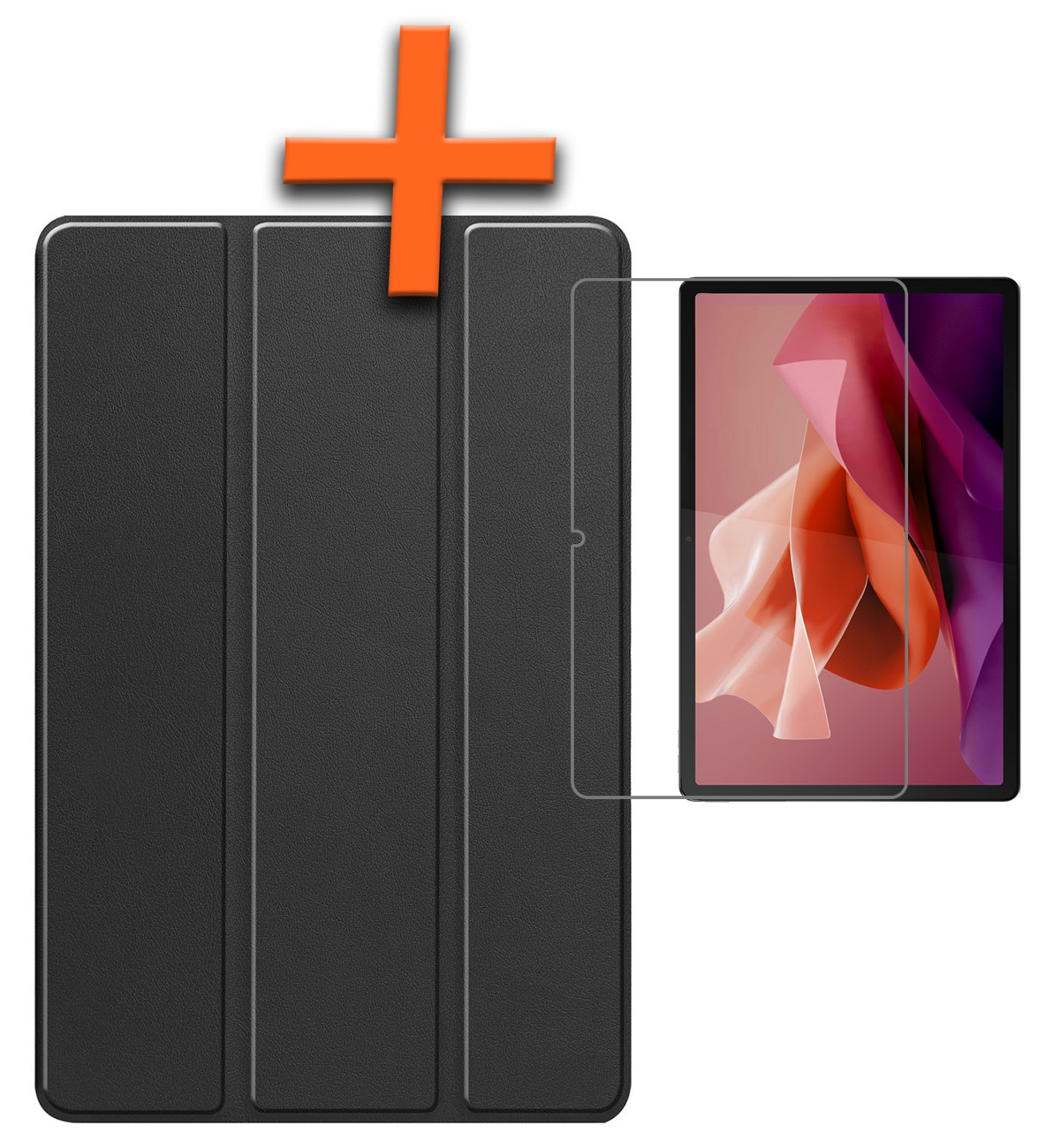 Nomfy Hoes Geschikt voor Lenovo Tab P12 Hoes Tri-fold Tablet Hoesje Case Met Uitsparing Geschikt voor Lenovo Pen Met Screenprotector - Hoesje Geschikt voor Lenovo Tab P12 Hoesje Hardcover Bookcase - Zwart