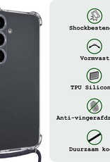 BASEY. Hoes Geschikt voor Samsung A35 Hoesje Shock Proof Case Met Koord Shock Hoes Met Koord - Hoesje Geschikt voor Samsung Galaxy A35 5G Hoes Cover Met Koord - Transparant