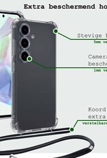 BASEY. Hoes Geschikt voor Samsung A35 Hoesje Shock Proof Case Met Koord Shock Hoes Met Koord - Hoesje Geschikt voor Samsung Galaxy A35 5G Hoes Cover Met Koord - Transparant