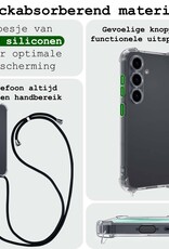 BASEY. Hoes Geschikt voor Samsung A35 Hoesje Shock Proof Case Met Koord Shock Hoes Met Koord - Hoesje Geschikt voor Samsung Galaxy A35 5G Hoes Cover Met Koord - Transparant