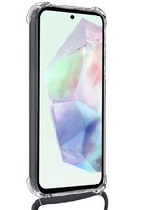 BASEY. Hoes Geschikt voor Samsung A35 Hoesje Shock Proof Case Met Koord Shock Hoes Met Koord - Hoesje Geschikt voor Samsung Galaxy A35 5G Hoes Cover Met Koord - Transparant