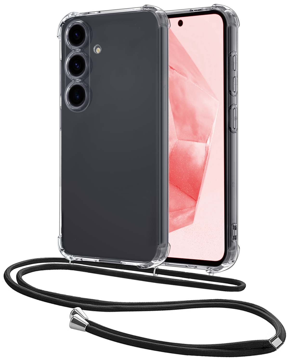 NoXx Hoes Geschikt voor Samsung A35 Hoesje Transparant Met Telefoonkoord Cover Shock Proof Case Koord Hoes