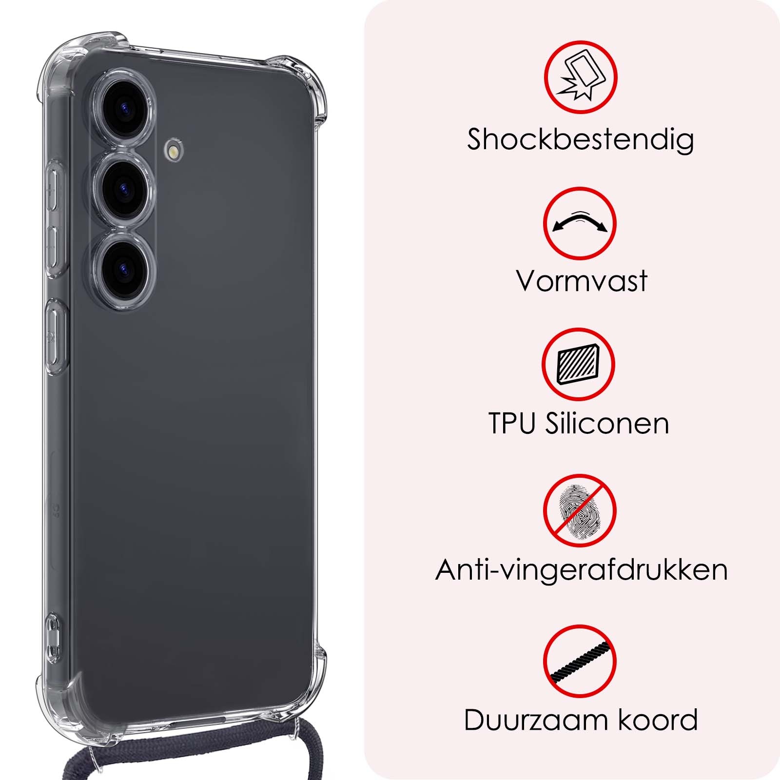 NoXx Hoes Geschikt voor Samsung A35 Hoesje Transparant Met Telefoonkoord Cover Shock Proof Case Koord Hoes