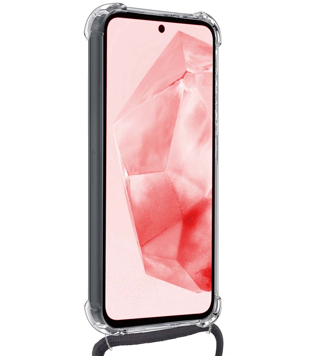NoXx Hoes Geschikt voor Samsung A35 Hoesje Transparant Met Telefoonkoord Cover Shock Proof Case Koord Hoes