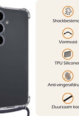 Nomfy Hoesje Geschikt voor Samsung A35 Hoesje Shock Proof Transparant Met Telefoonketting Case Shock Koord - Hoesje Geschikt voor Samsung Galaxy A35 5G Shock Proof Case Met Koord - Transparant