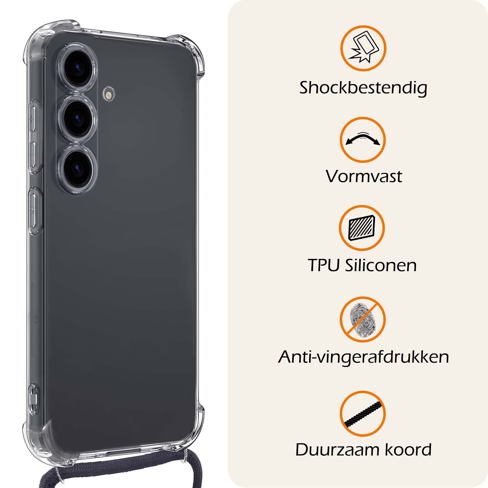 Nomfy Hoesje Geschikt voor Samsung A35 Hoesje Shock Proof Transparant Met Telefoonketting Case Shock Koord - Hoesje Geschikt voor Samsung Galaxy A35 5G Shock Proof Case Met Koord - Transparant