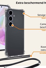 Nomfy Hoesje Geschikt voor Samsung A35 Hoesje Shock Proof Transparant Met Telefoonketting Case Shock Koord - Hoesje Geschikt voor Samsung Galaxy A35 5G Shock Proof Case Met Koord - Transparant