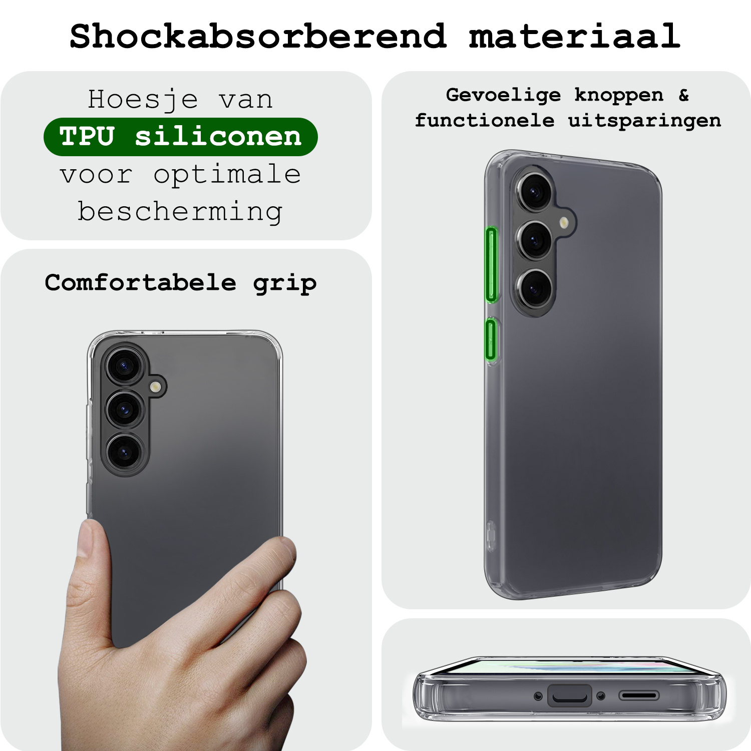 BASEY. Hoes Geschikt voor Samsung A35 Hoesje Siliconen Back Cover Case - Hoesje Geschikt voor Samsung Galaxy A35 5G Hoes Cover Hoesje - Transparant