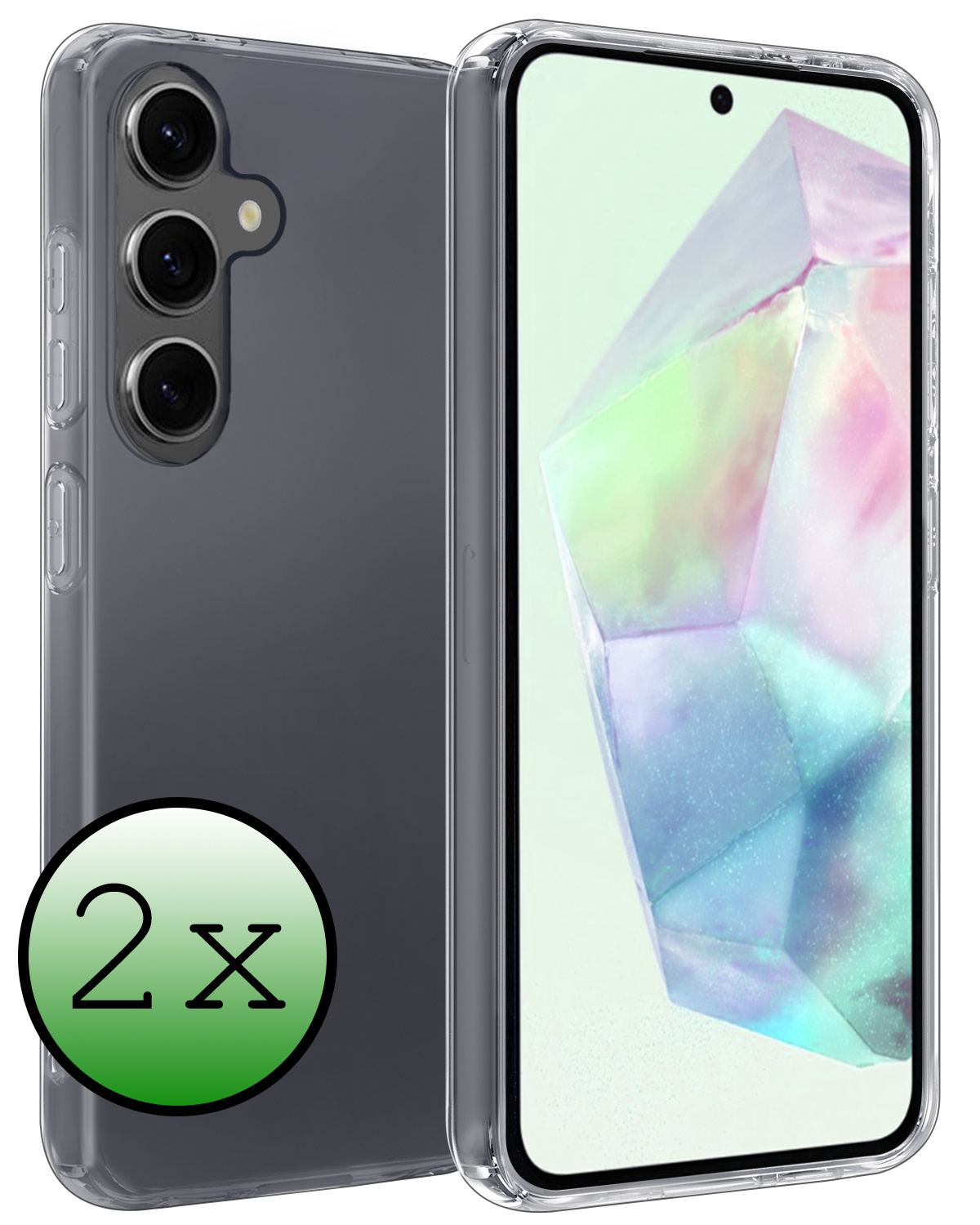 BASEY. Hoes Geschikt voor Samsung A35 Hoesje Siliconen Back Cover Case - Hoesje Geschikt voor Samsung Galaxy A35 5G Hoes Cover Hoesje - Transparant - 2 Stuks
