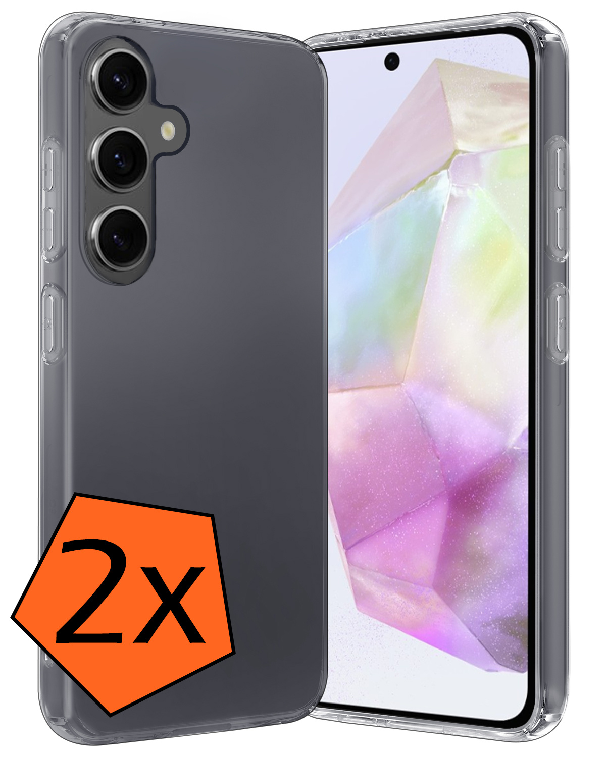 Nomfy Hoesje Geschikt voor Samsung A35 Hoesje Siliconen Cover Case - Hoes Geschikt voor Samsung Galaxy A35 5G Hoes Back Case - 2-PACK - Transparant