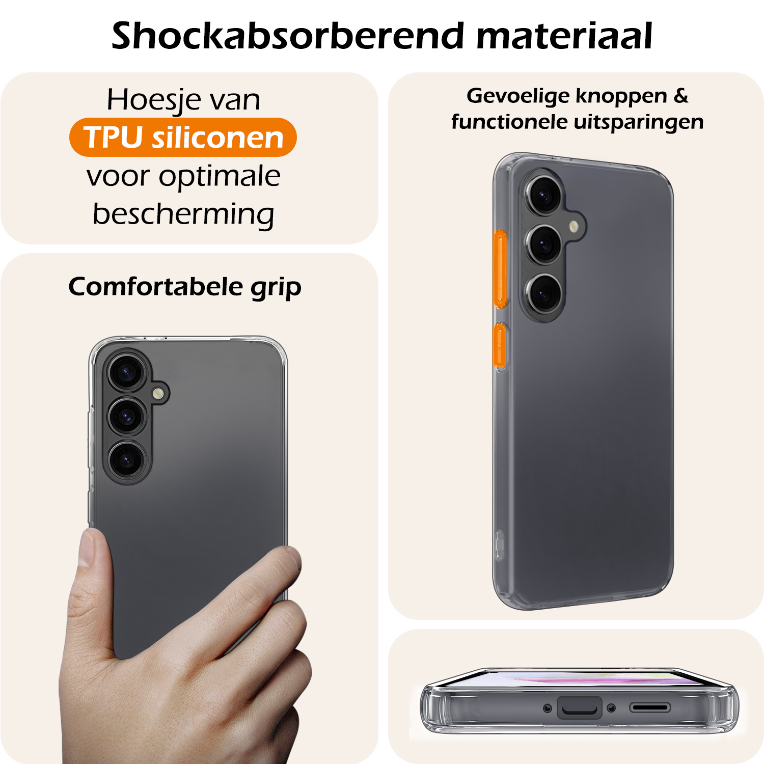 Nomfy Hoesje Geschikt voor Samsung A35 Hoesje Siliconen Cover Case - Hoes Geschikt voor Samsung Galaxy A35 5G Hoes Back Case - 2-PACK - Transparant