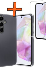 Nomfy Hoesje Geschikt voor Samsung A35 Hoesje Siliconen Cover Case Met Screenprotector - Hoes Geschikt voor Samsung Galaxy A35 5G Hoes Back Case - Transparant